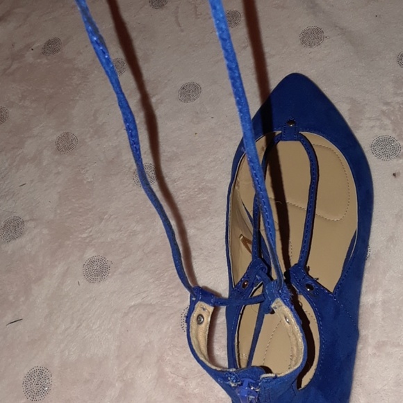 Soft Blue Laced Flats. - Picture 2 of 6